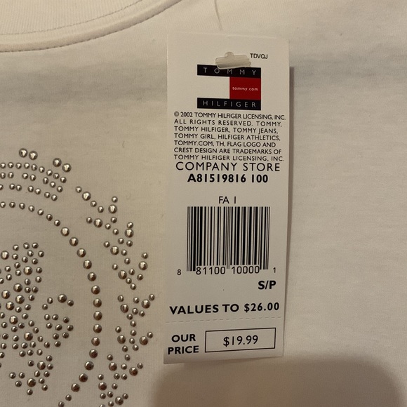 [NWT] White Tommy Hilfiger tee with beaded crest | Size: S - Picture 5 of 6